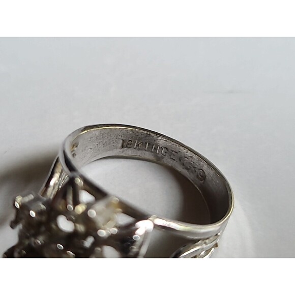18KTHGE Rhinestone Cocktail Ring Vintage, READ, FAIR CONDITION, Size US  8 - Picture 9 of 10